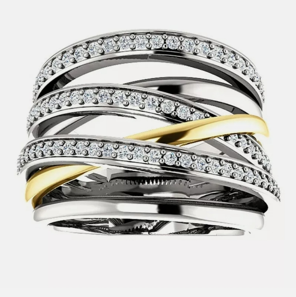 New Two Tone 925 Silver Ring - Picture 3 of 10